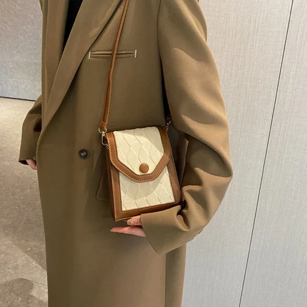 Bolso de Hombro Pequeño Vintage para Mujer, Bolsos de Mano de Cuero PU con Diseño a Cuadros, Bolso Cruzado Cuadrado Mini para Mujer - Imagen 2