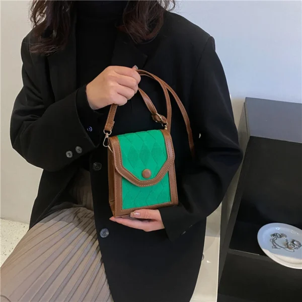 Bolso de Hombro Pequeño Vintage para Mujer, Bolsos de Mano de Cuero PU con Diseño a Cuadros, Bolso Cruzado Cuadrado Mini para Mujer - Imagen 10