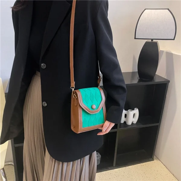 Bolso de Hombro Pequeño Vintage para Mujer, Bolsos de Mano de Cuero PU con Diseño a Cuadros, Bolso Cruzado Cuadrado Mini para Mujer - Imagen 8