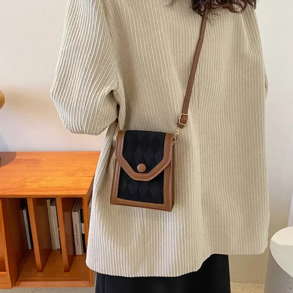 Bolso de Hombro Pequeño Vintage para Mujer, Bolsos de Mano de Cuero PU con Diseño a Cuadros, Bolso Cruzado Cuadrado Mini para Mujer - Imagen 3