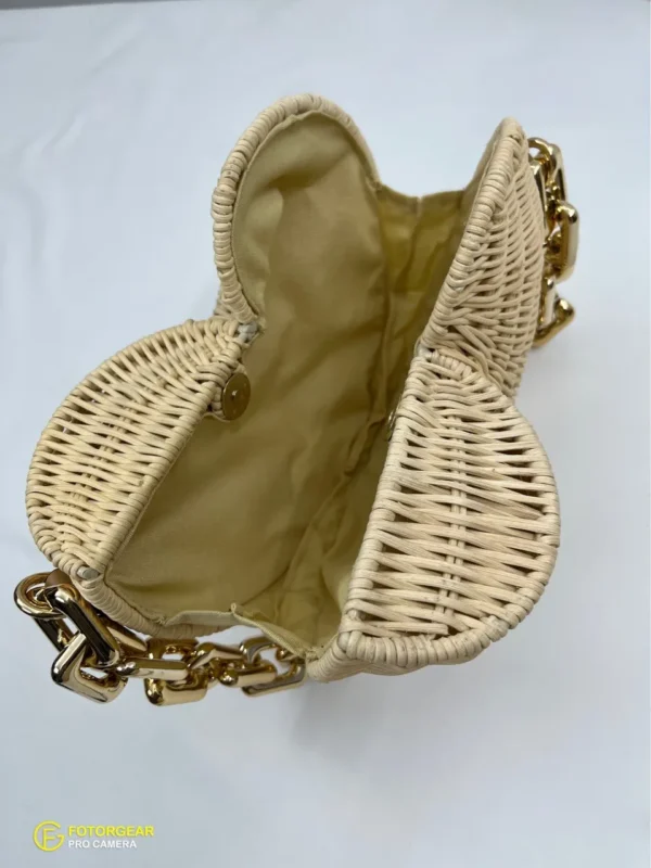 Bolsos de Paja de Concha de Lujo Bohemio, Bolso de Hombro de Cadena Gruesa, Bolso de Playa de Ratán Tejido - Imagen 10