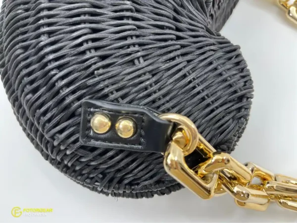 Bolsos de Paja de Concha de Lujo Bohemio, Bolso de Hombro de Cadena Gruesa, Bolso de Playa de Ratán Tejido - Imagen 7