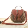 Bolso de hombro de paja con borlas para mujer, bandoleras cruzadas tejidas de diseñador famoso, novedad de verano, 2024 - Imagen 8