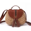 Bolso de hombro de paja con borlas para mujer, bandoleras cruzadas tejidas de diseñador famoso, novedad de verano, 2024