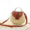 Bolso de hombro de paja con borlas para mujer, bandoleras cruzadas tejidas de diseñador famoso, novedad de verano, 2024 - Imagen 7
