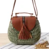 Bolso de hombro de paja con borlas para mujer, bandoleras cruzadas tejidas de diseñador famoso, novedad de verano, 2024 - Imagen 9