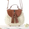 Bolso de hombro de paja con borlas para mujer, bandoleras cruzadas tejidas de diseñador famoso, novedad de verano, 2024 - Imagen 12