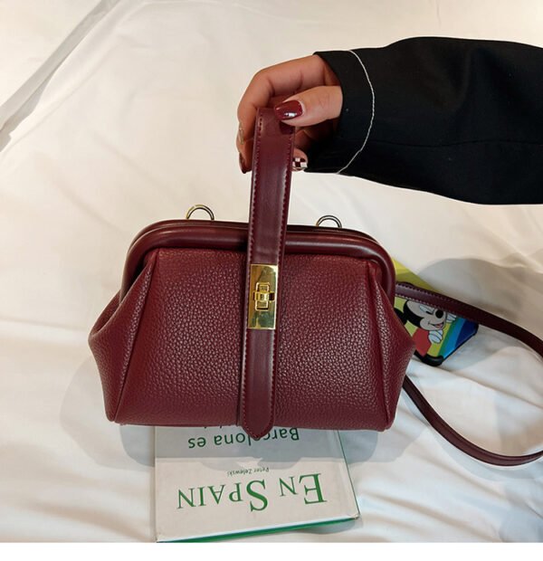 Bolso cruzado para mujer, bandolera de hombro con clip con patrón de lichi, a la moda, combina con todo - Imagen 5