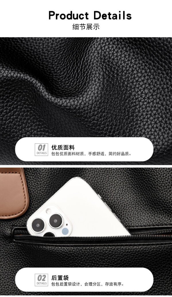 Bolso grande de cuero transfronterizo  para mujer  Bolso de motocicleta a  juego de color popular - Imagen 18