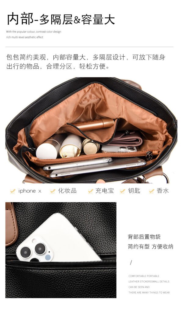 Bolso grande de cuero transfronterizo  para mujer  Bolso de motocicleta a  juego de color popular - Imagen 16