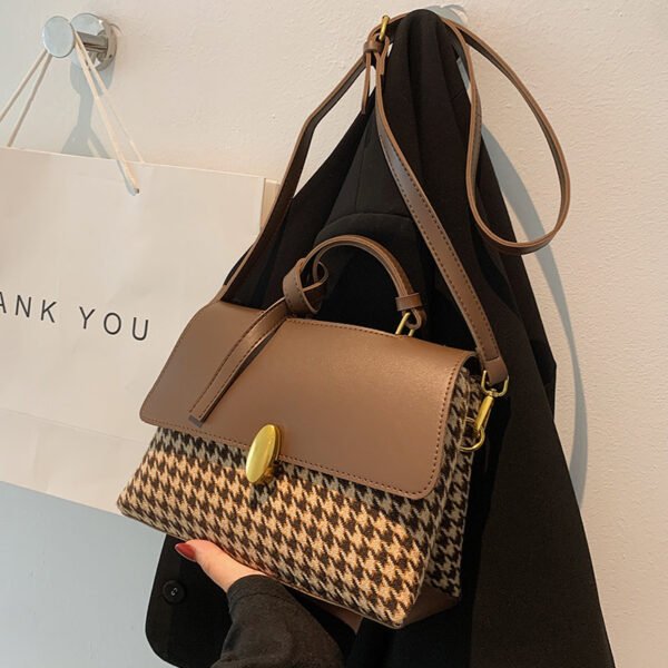 Bolso de mano a cuadros de nicho de colores de éxito que combina con todo Bolso bandolera de estilo occidental - Imagen 2