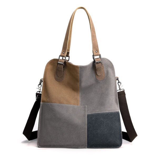 Bolso de lona de gran capacidad con retales retro a la moda para mujer - Imagen 10