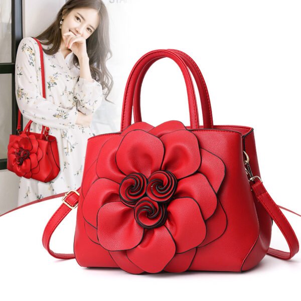 Bolso de hombro portátil con flores de cuero PU