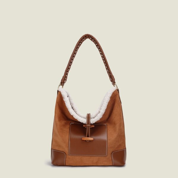 Bolso tipo cubo empalmado Bolso tote de un hombro de gran capacidad