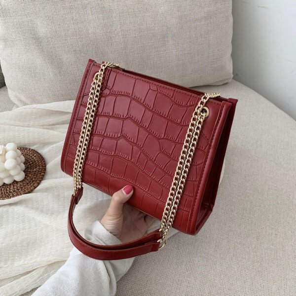 Bolso de mensajero de estilo occidental que combina con todo bolso de hombro con patrón de cocodrilo rojo de red - Imagen 2