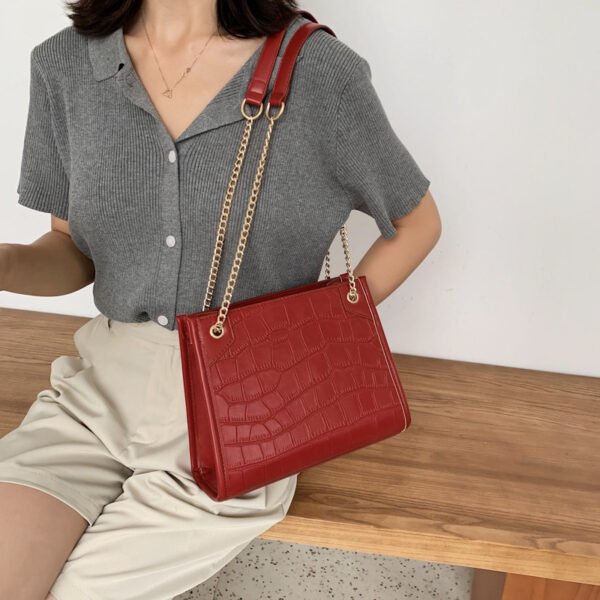Bolso de mensajero de estilo occidental que combina con todo bolso de hombro con patrón de cocodrilo rojo de red - Imagen 8
