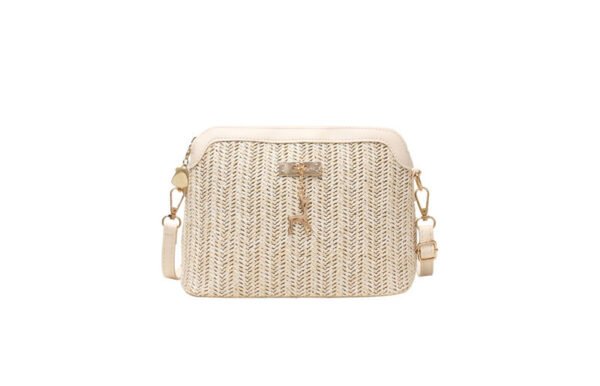 Bolso diagonal de un solo hombro tejido de paja de lino Fashion Shell Fawn