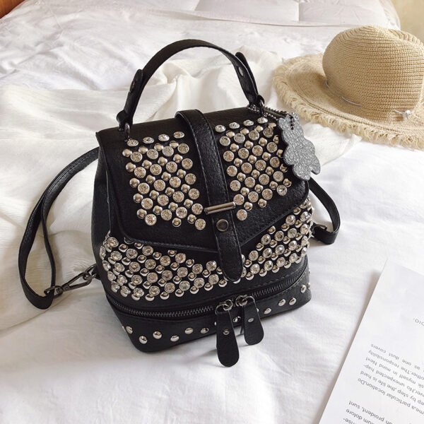 Mochila de diamantes brillantes Mochila pequeña de moda Bolso bandolera de un solo hombro para mujer - Imagen 4