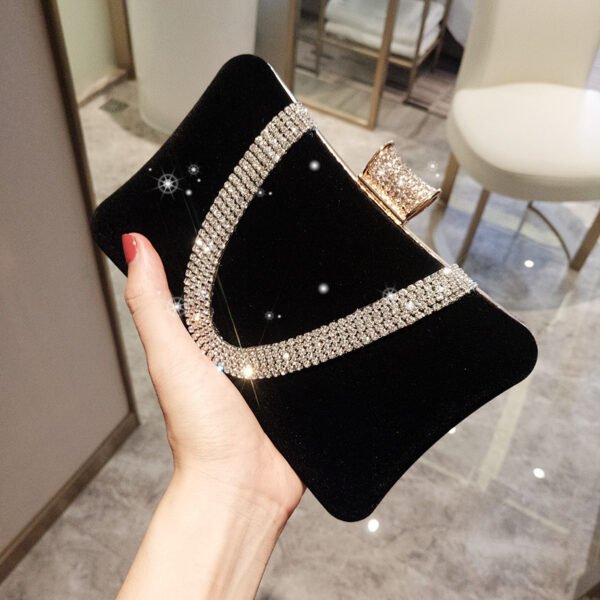 Bolso de mano con diamantes diagonales de un solo hombro - Imagen 4