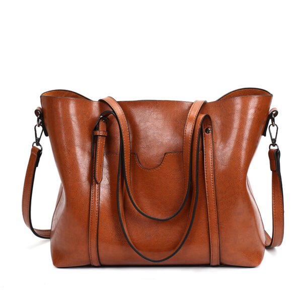 Promoción de 17 nuevos bolsos de moda, bolso retro que combina con todo, bolso de hombro simple, bolso de mano portátil con cera de aceite - Imagen 2