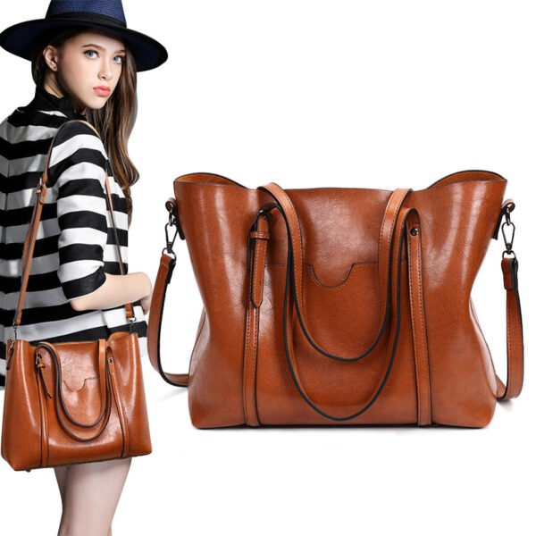 Promoción de 17 nuevos bolsos de moda, bolso retro que combina con todo, bolso de hombro simple, bolso de mano portátil con cera de aceite