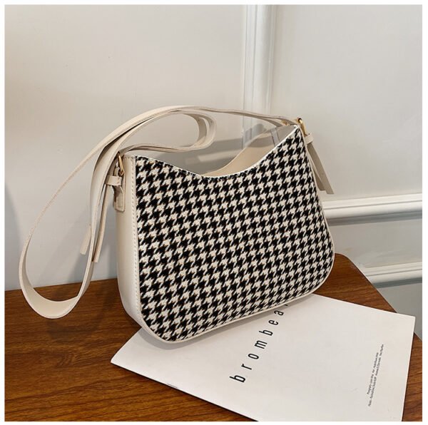 Bolso bandolera a cuadros de mujer de cuero de moda - Imagen 3