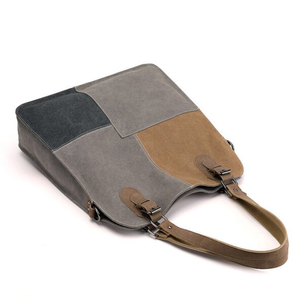 Bolso de lona de gran capacidad con retales retro a la moda para mujer - Imagen 7