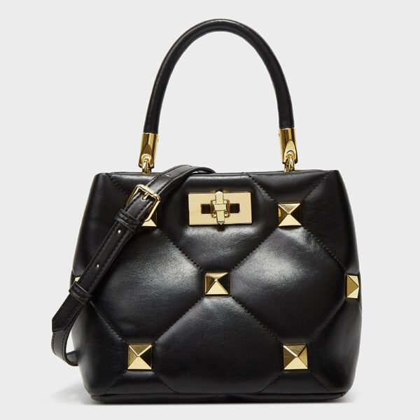 Bolso tipo bombonera con diamantes y textura de remaches, bandolera de un hombro - Imagen 6