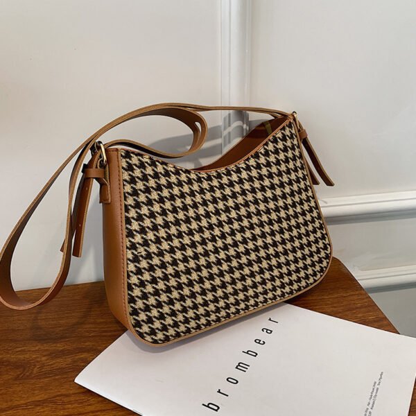 Bolso bandolera a cuadros de mujer de cuero de moda - Imagen 4