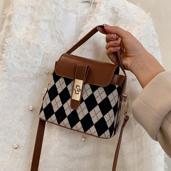 Bolso De Textura Retro Tendencia Femenina Moda Rombo - Imagen 2