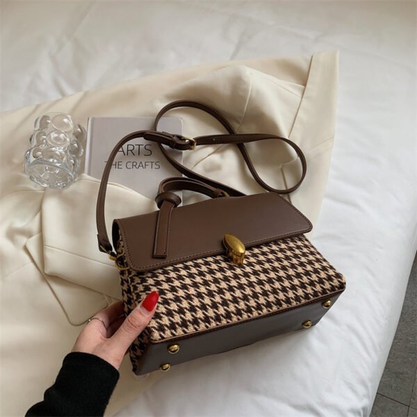 Bolso de mano a cuadros de nicho de colores de éxito que combina con todo Bolso bandolera de estilo occidental - Imagen 6