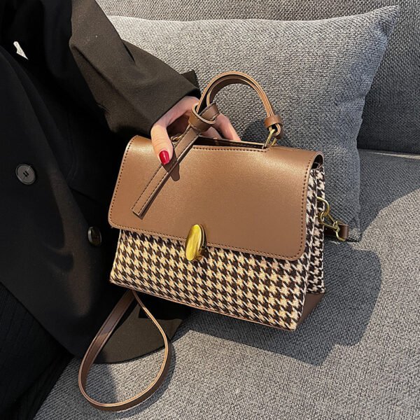 Bolso de mano a cuadros de nicho de colores de éxito que combina con todo Bolso bandolera de estilo occidental - Imagen 3