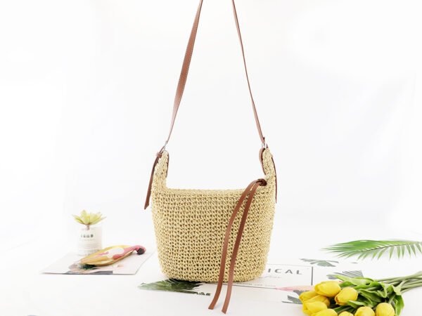 Bolso tejido de paja para mujer Tipo bola de masa informal que combina con todo - Imagen 3