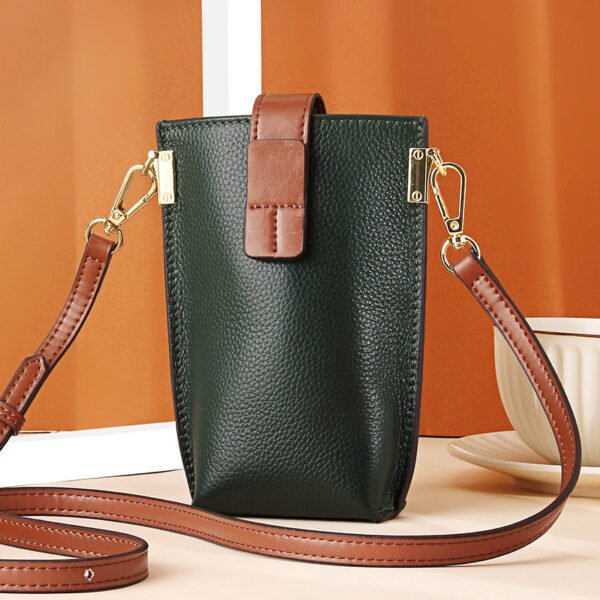 Bolso diagonal de hombro de cuero de color de contraste simple