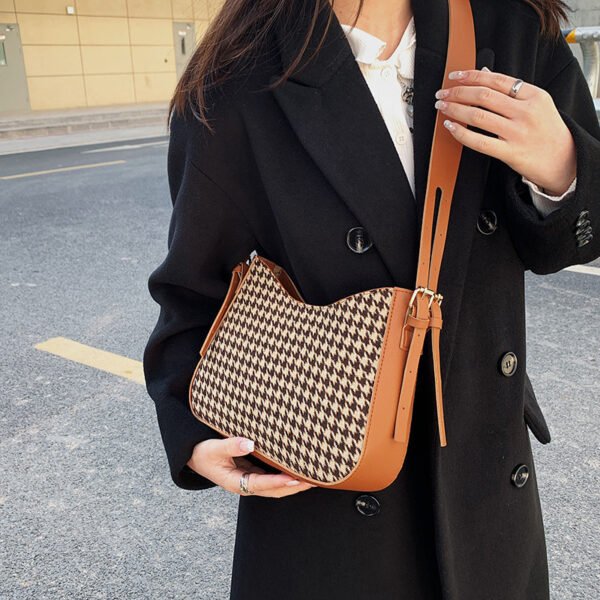 Bolso bandolera a cuadros de mujer de cuero de moda - Imagen 7