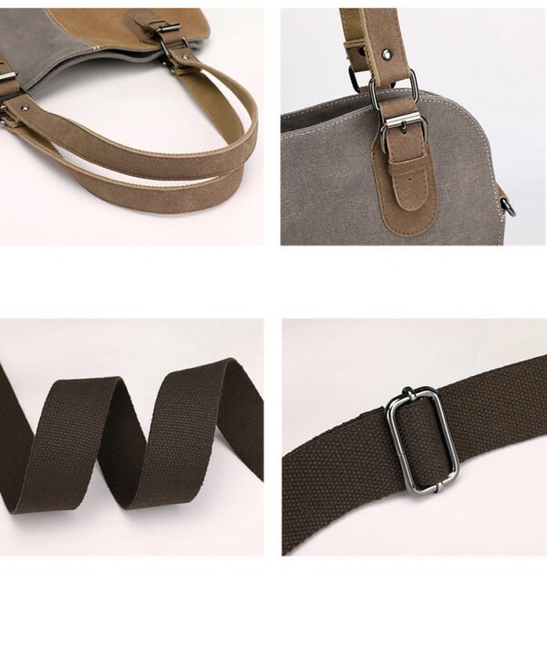 Bolso de lona de gran capacidad con retales retro a la moda para mujer - Imagen 5
