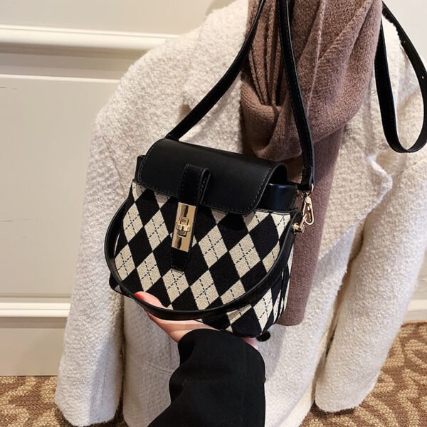 Bolso De Textura Retro Tendencia Femenina Moda Rombo - Imagen 3