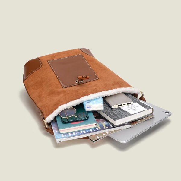 Bolso tipo cubo empalmado Bolso tote de un hombro de gran capacidad - Imagen 2